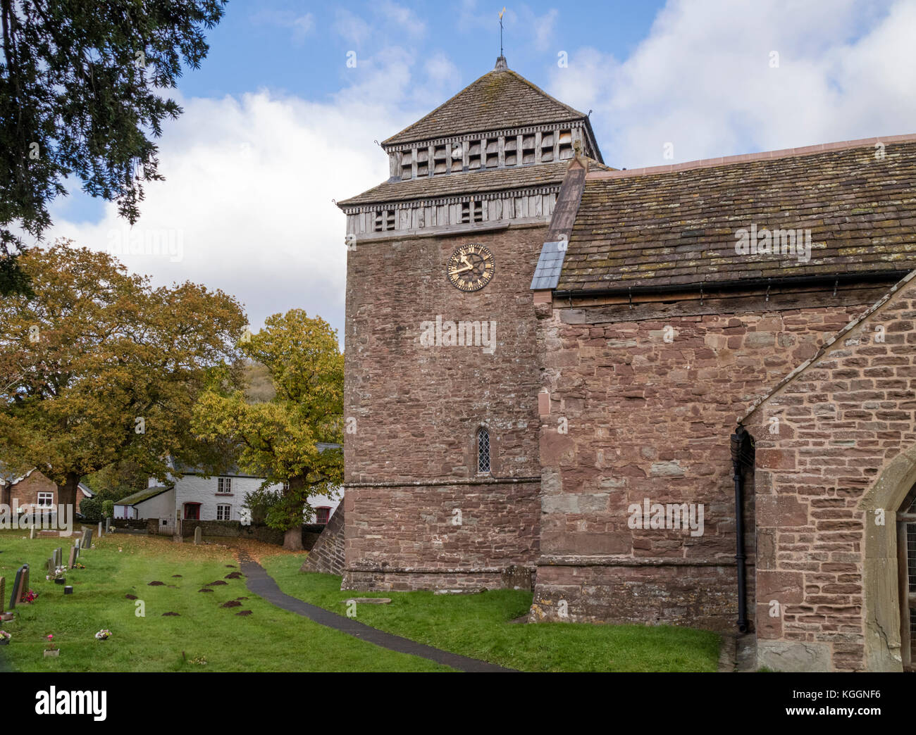 The Church of St Bridget or St Bride in the village of Skenfrith, Monmouthshire, Wales, UK Stock Photo