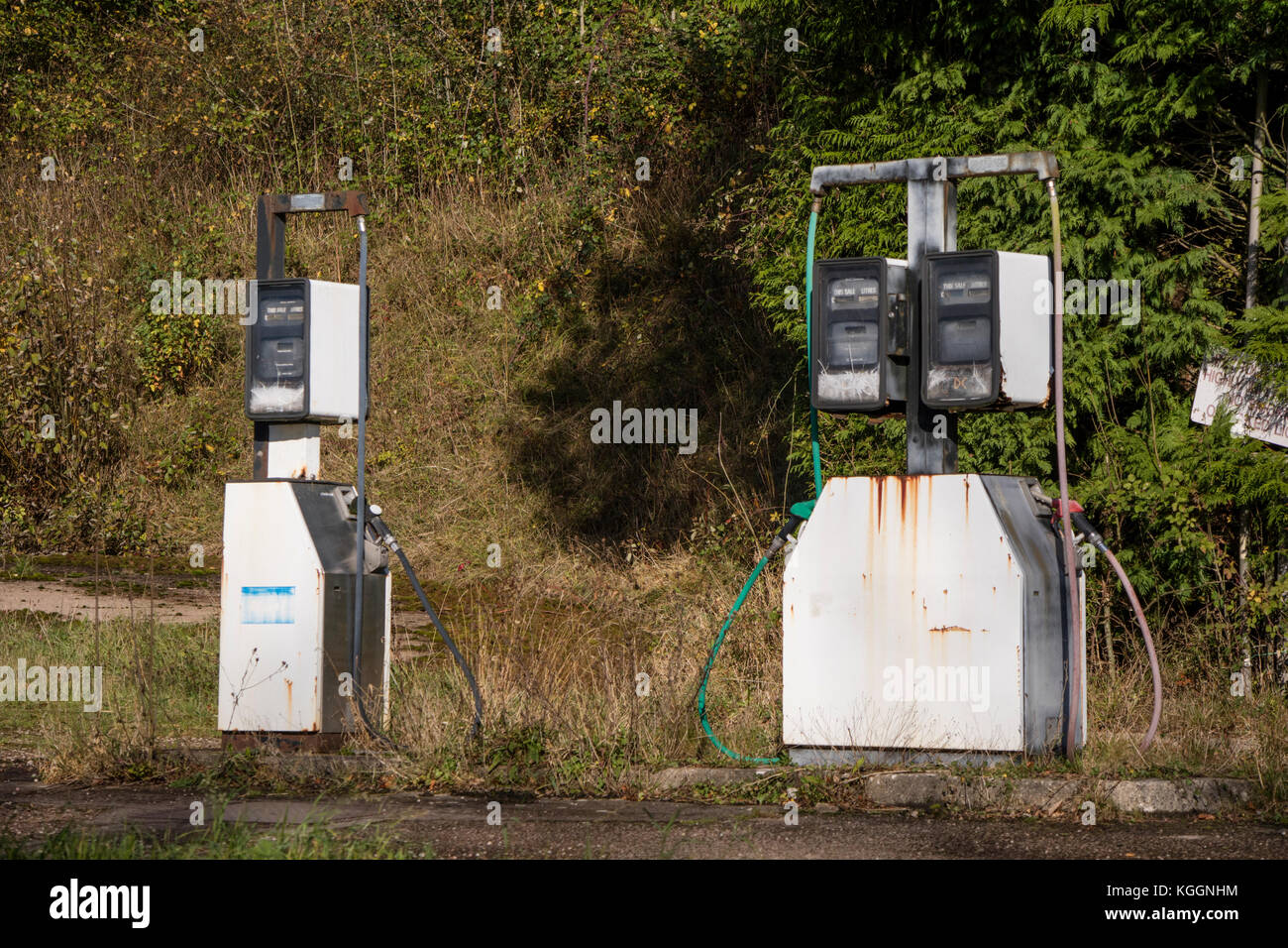 Closed down fuel station. England, UK Stock Photo