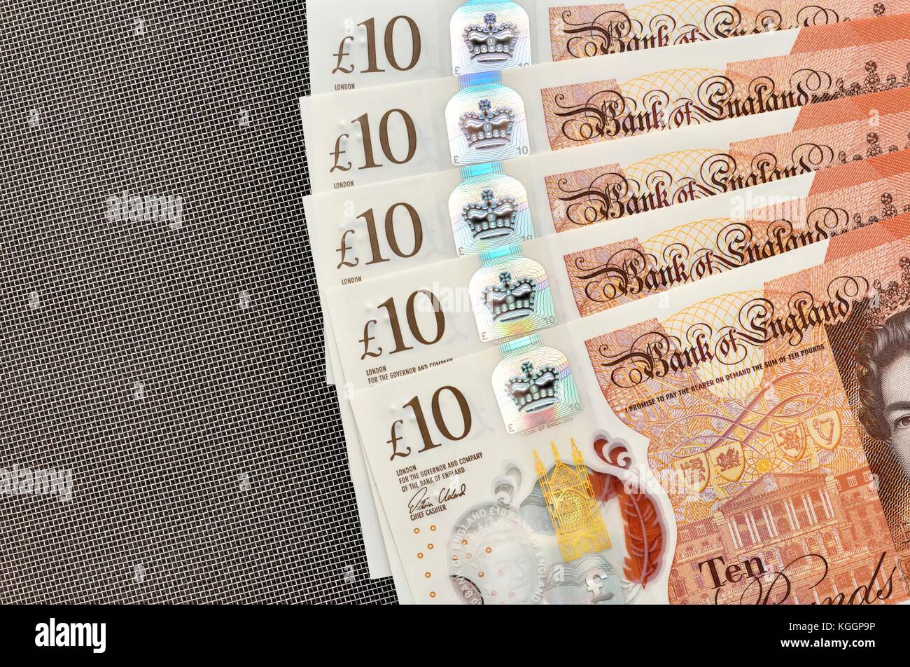 £10 polymer banknote ten pound notes Stock Photo