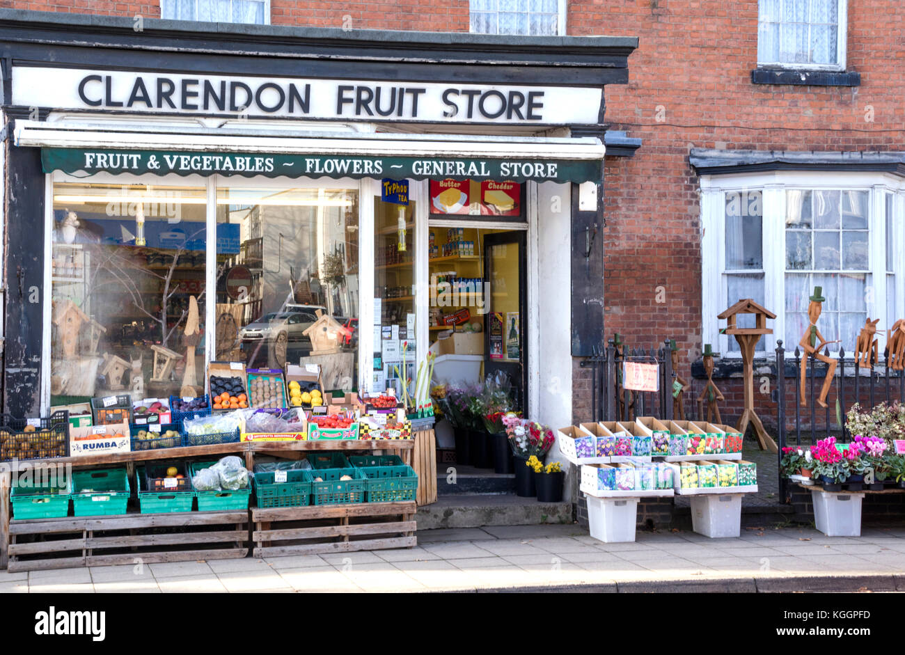 A local fruit and vegetable shop, Warwick, Warwickshire, England, UK Stock Photo