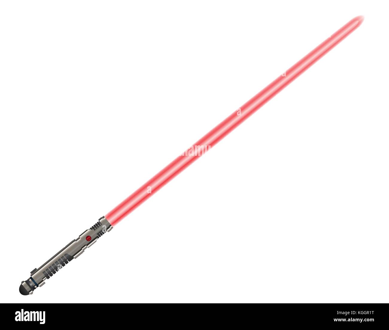 A sci-fi light sword weapon with a red blade isolated on a white ...