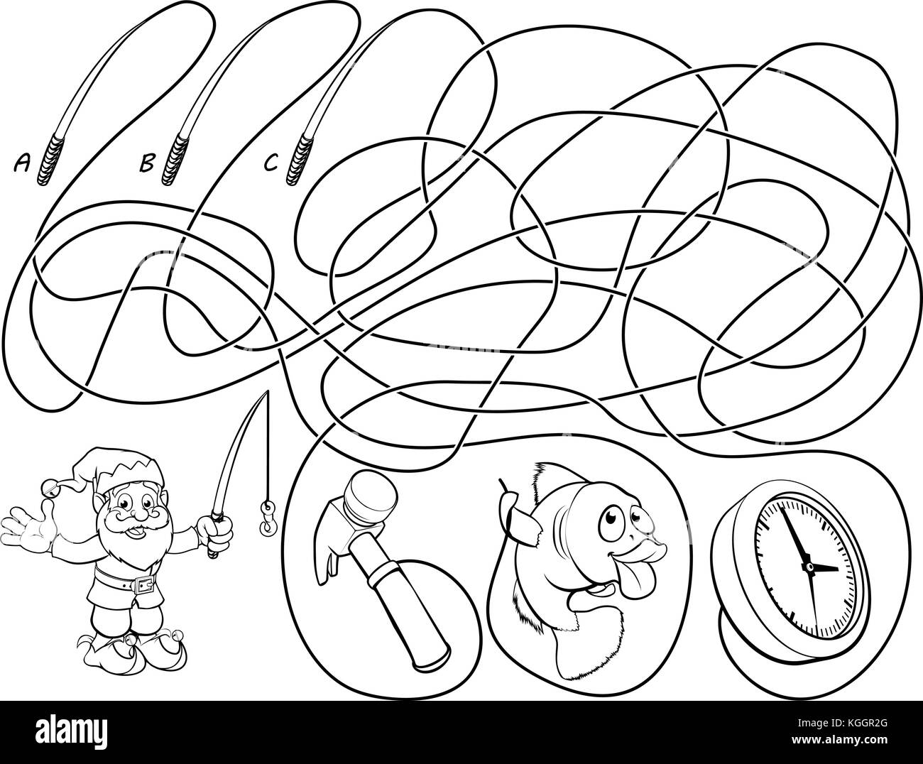 Maze Lines Childrens Game Stock Vector