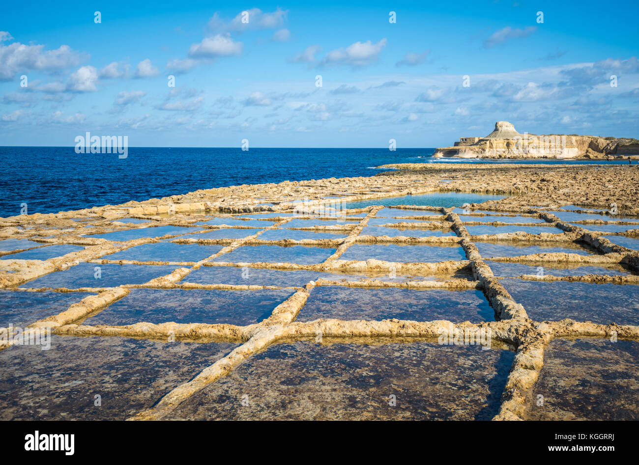 Salt evaporation ponds on Gozo island, Malta Stock Photo Alamy