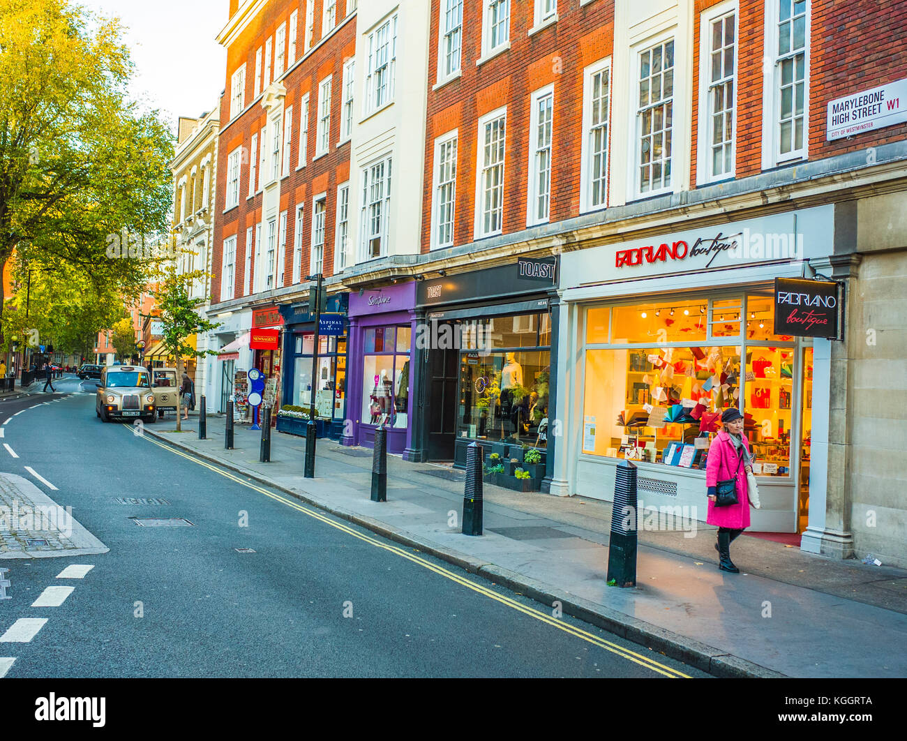 A row of boutique shops on Marylebone High Street Stock Photo Alamy
