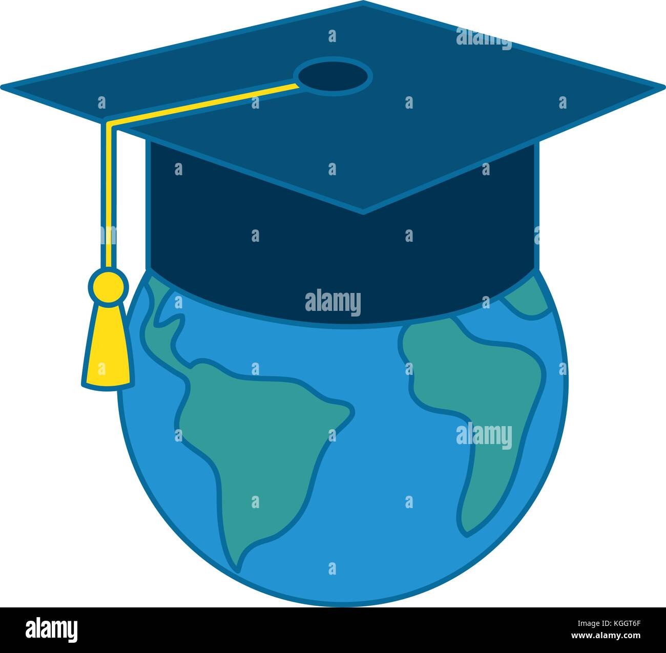 world planet with hat graduation vector illustration design Stock ...