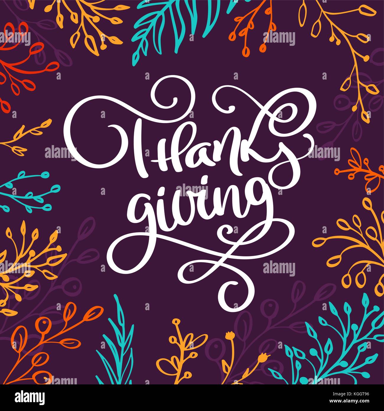 Happy Thanksgiving Hand written calligraphy lettering text with ...