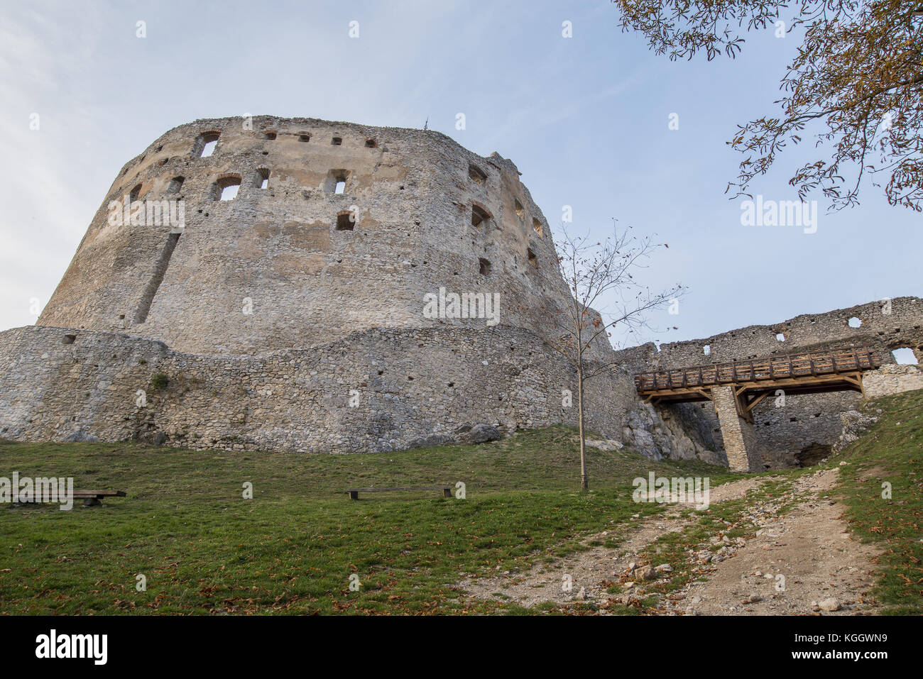 Slovakia ,Podhradie - October 20th, 2017. Ruins from the castle Topolcany from 11th century in the fall Stock Photo