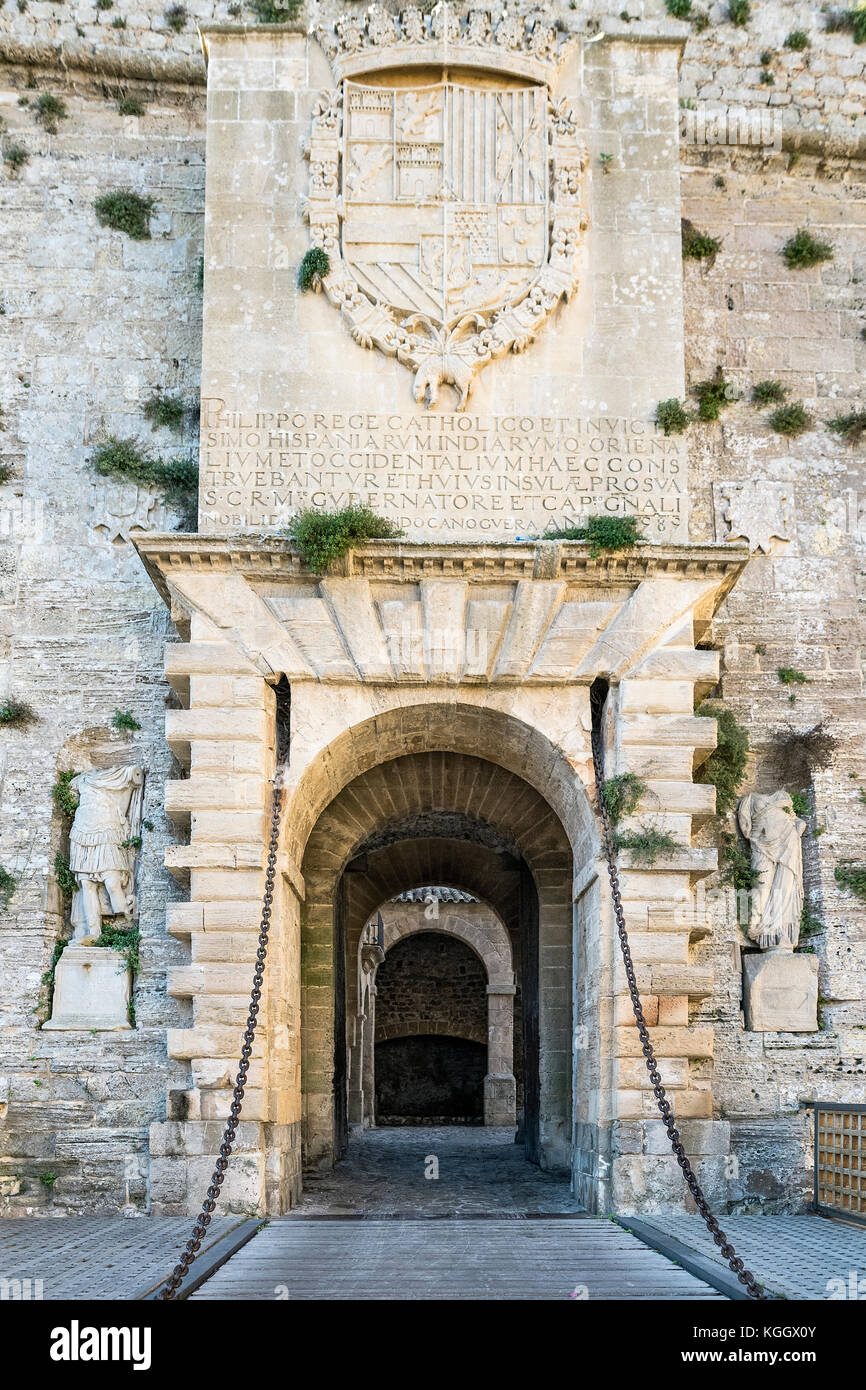 Ses Taules Gate, Fortified Ibiza Old Town, Dalt Vila,  Balearic Islands, Spain, Europe, Stock Photo
