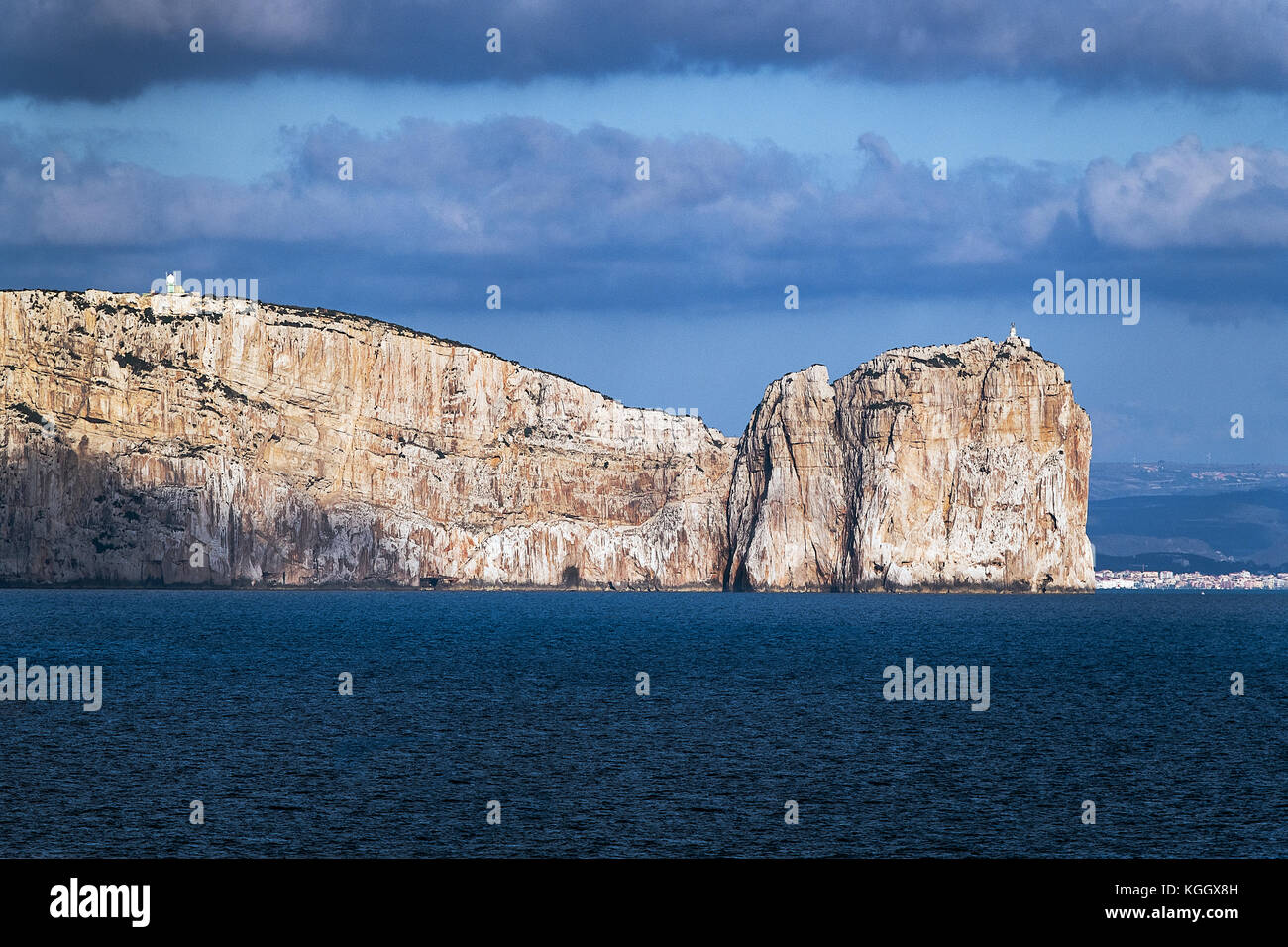 White sea cliffs, Maristella, Capo Caccia, Sardinia, Italy. Stock Photo