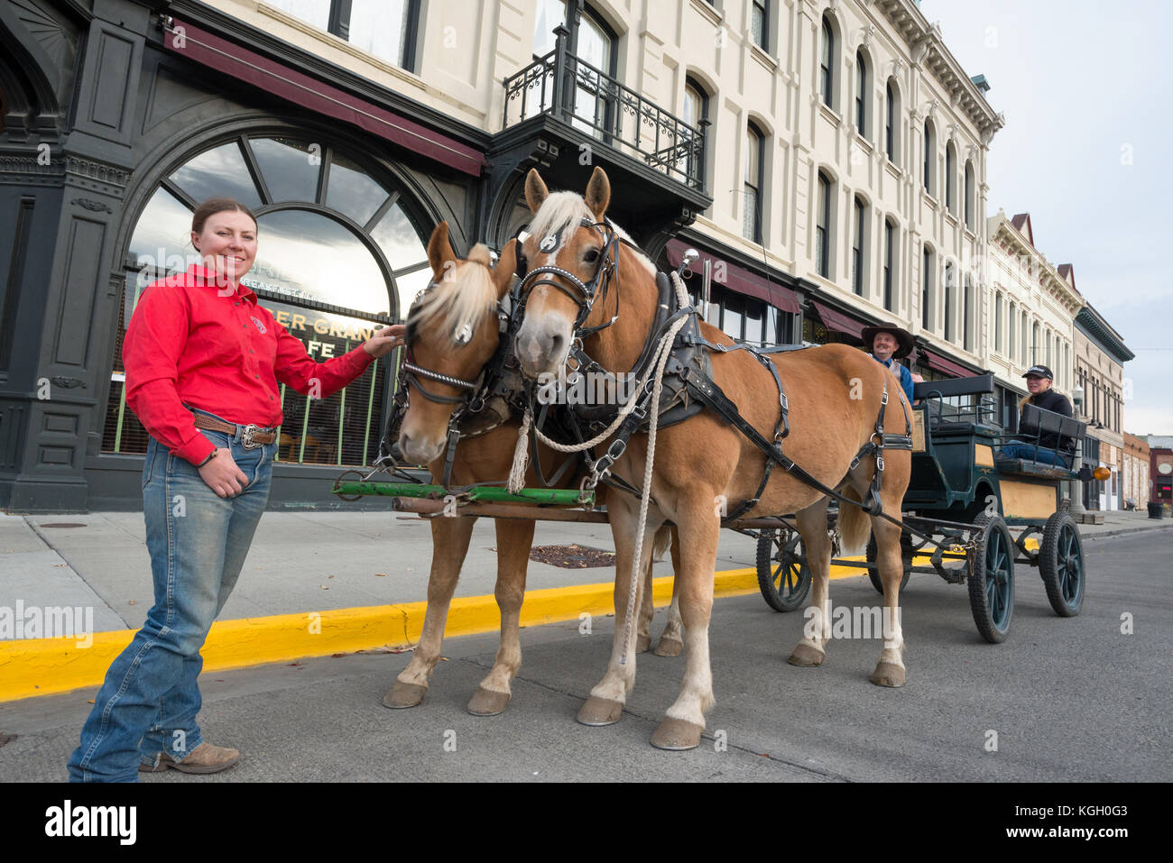 Horse and buggy tour in front of the historic Geiser Grand Hotel in