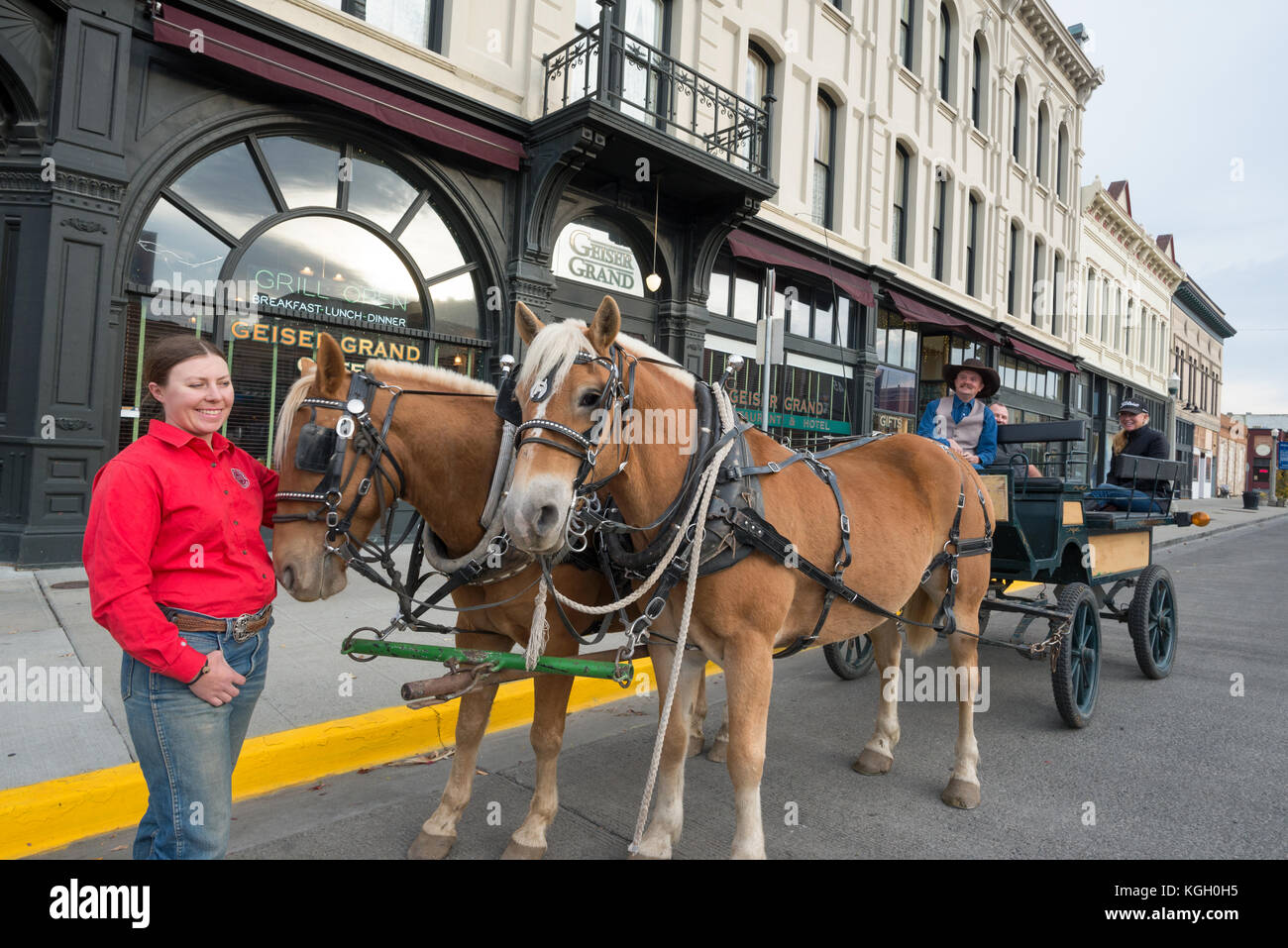 Horse and buggy tour in front of the historic Geiser Grand Hotel in