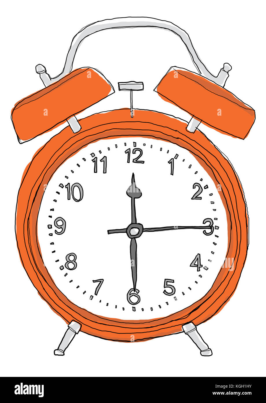 Vintage Alarm Clock.Table Clock hand drawn art vector cute illustration