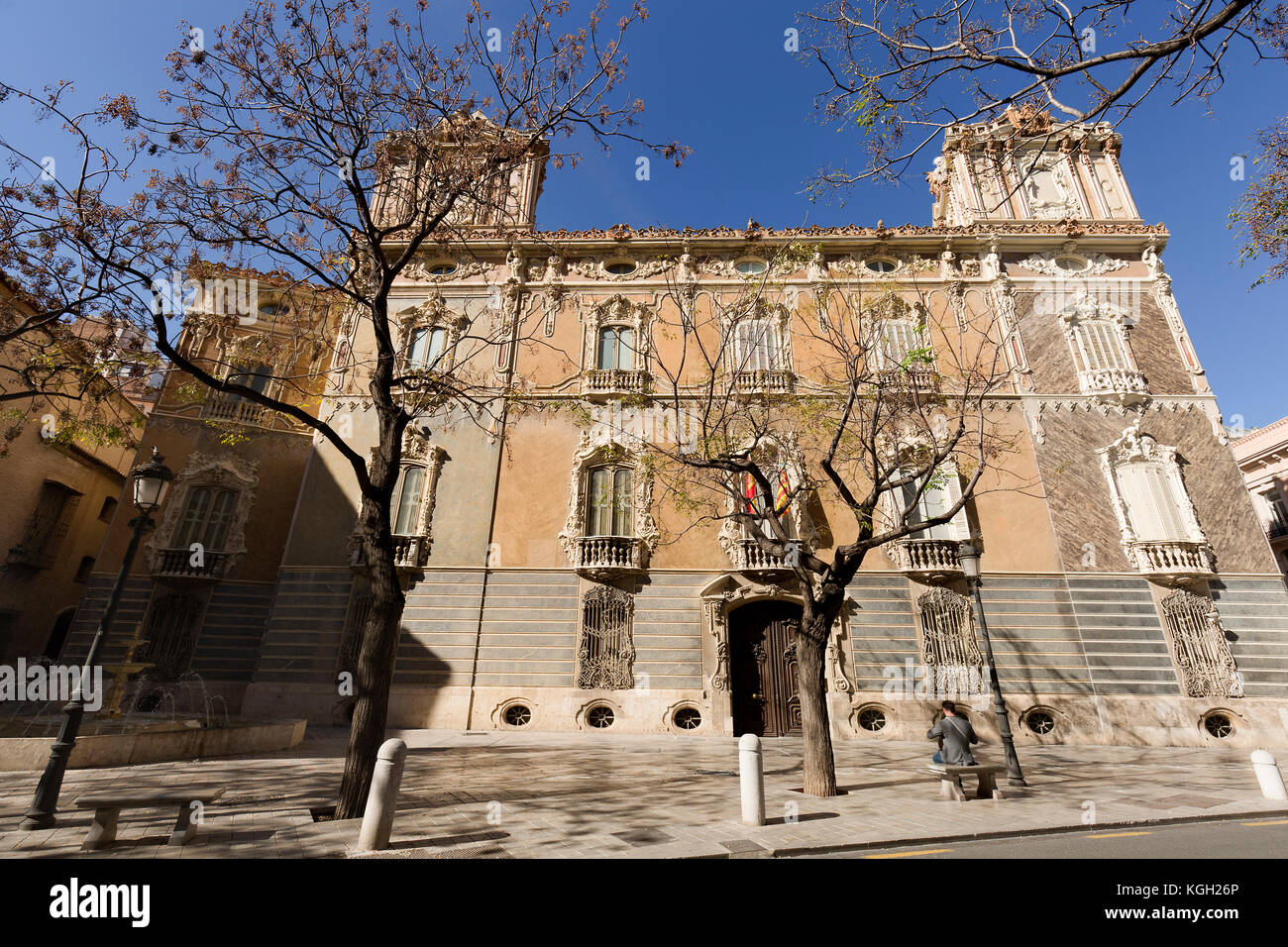 Valencia, Spain. October 25, 2017: The National Museum of Ceramics and Sumptuary Arts González Martí is located in the palace of the Marqués de Dos Ag Stock Photo