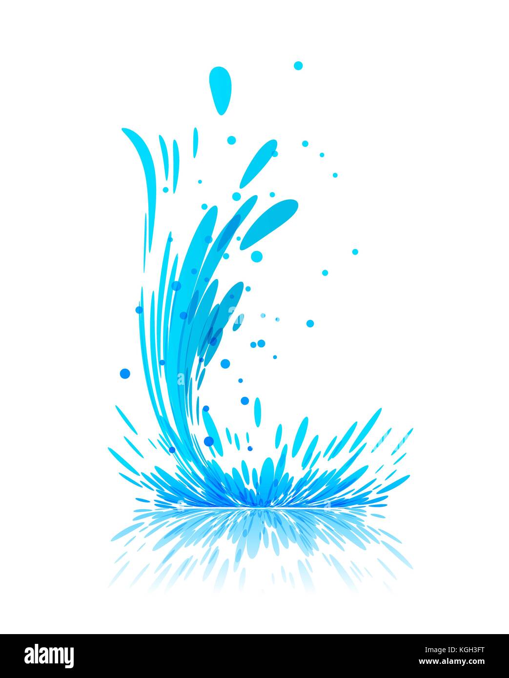 Drop of water and splashes from falling on white background Stock Vector