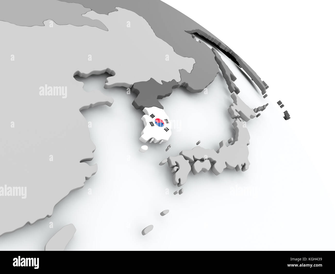 South Korea on globe with flag. 3D illustration Stock Photo - Alamy