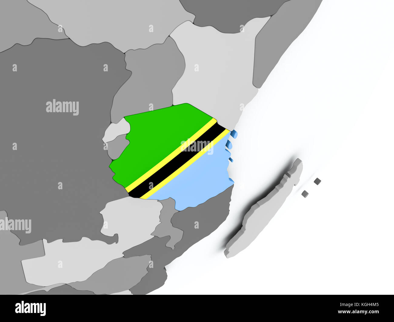 Tanzania on political globe with flag. 3D illustration Stock Photo - Alamy