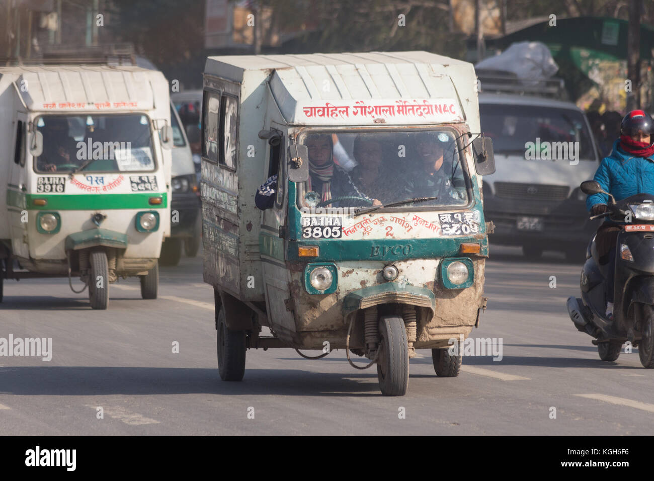 Autorickshaws in Kathmandu Stock Photo