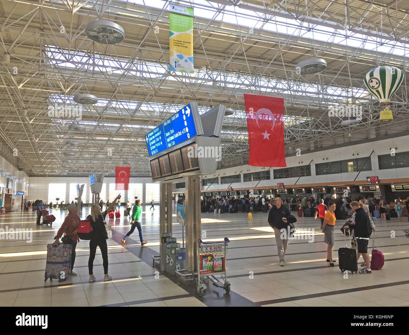 ANTALYA AIRPORT, Turkey. Departures hall. Photo: Tony Gale Stock Photo