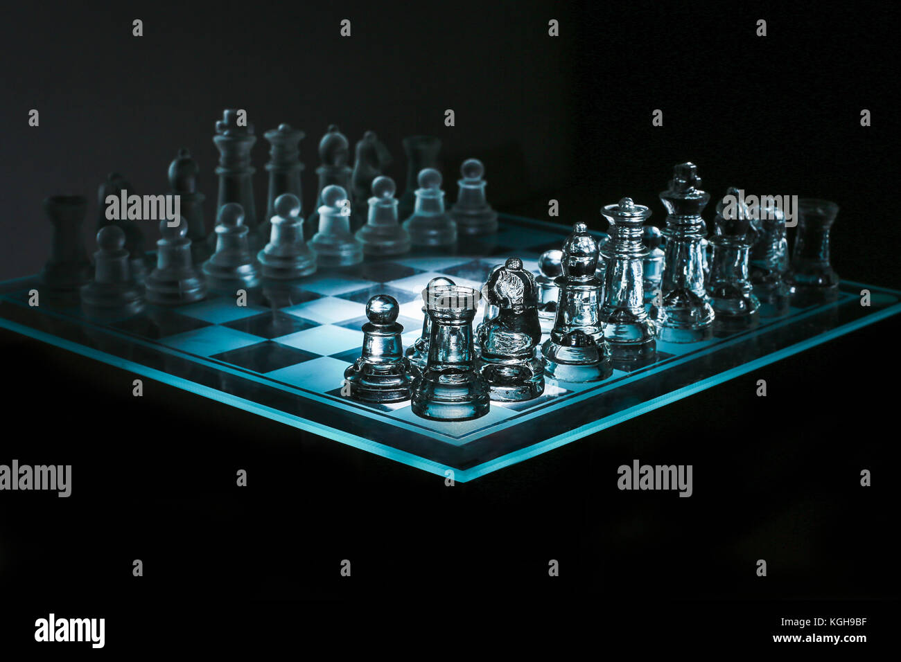 Glass chess, on the black background. Stock images. Close-up view Stock  Photo - Alamy