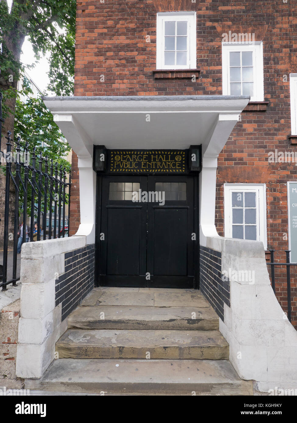 Entrance to Mary Ward House, Tavistock Place, London a prominent example of arts and crafts architecture from the 1890s in Bloomsbury, London Stock Photo