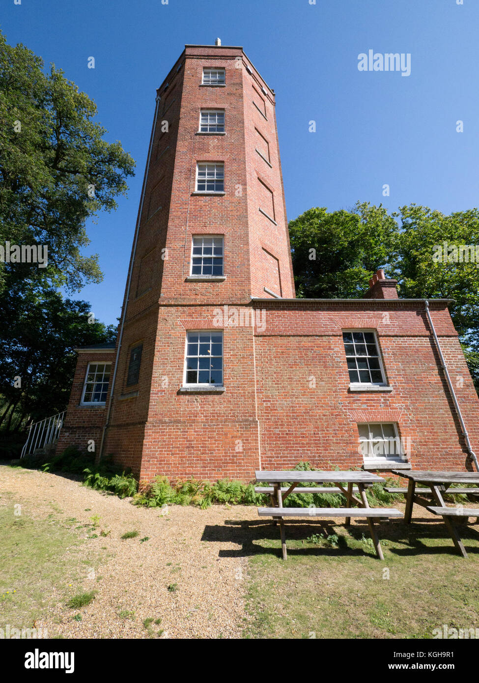 Chatley Heath, Surrey, Semaphore Tower, one in a line of towers that linked Portsmouth naval harbour with the Admiralty in London befre the telegraph. Stock Photo
