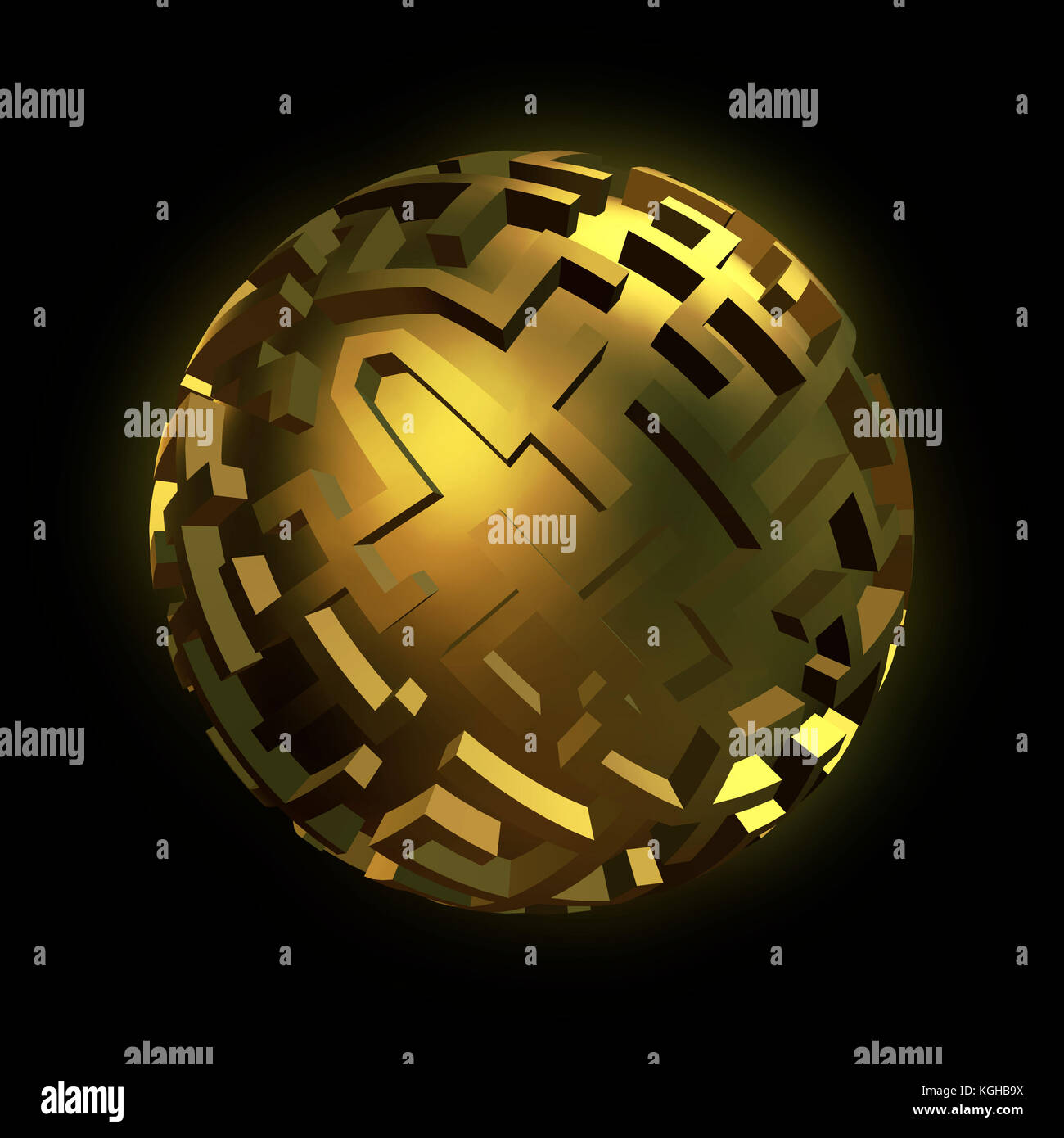 labyrinth planet - endless maze with spherical shape 3d
