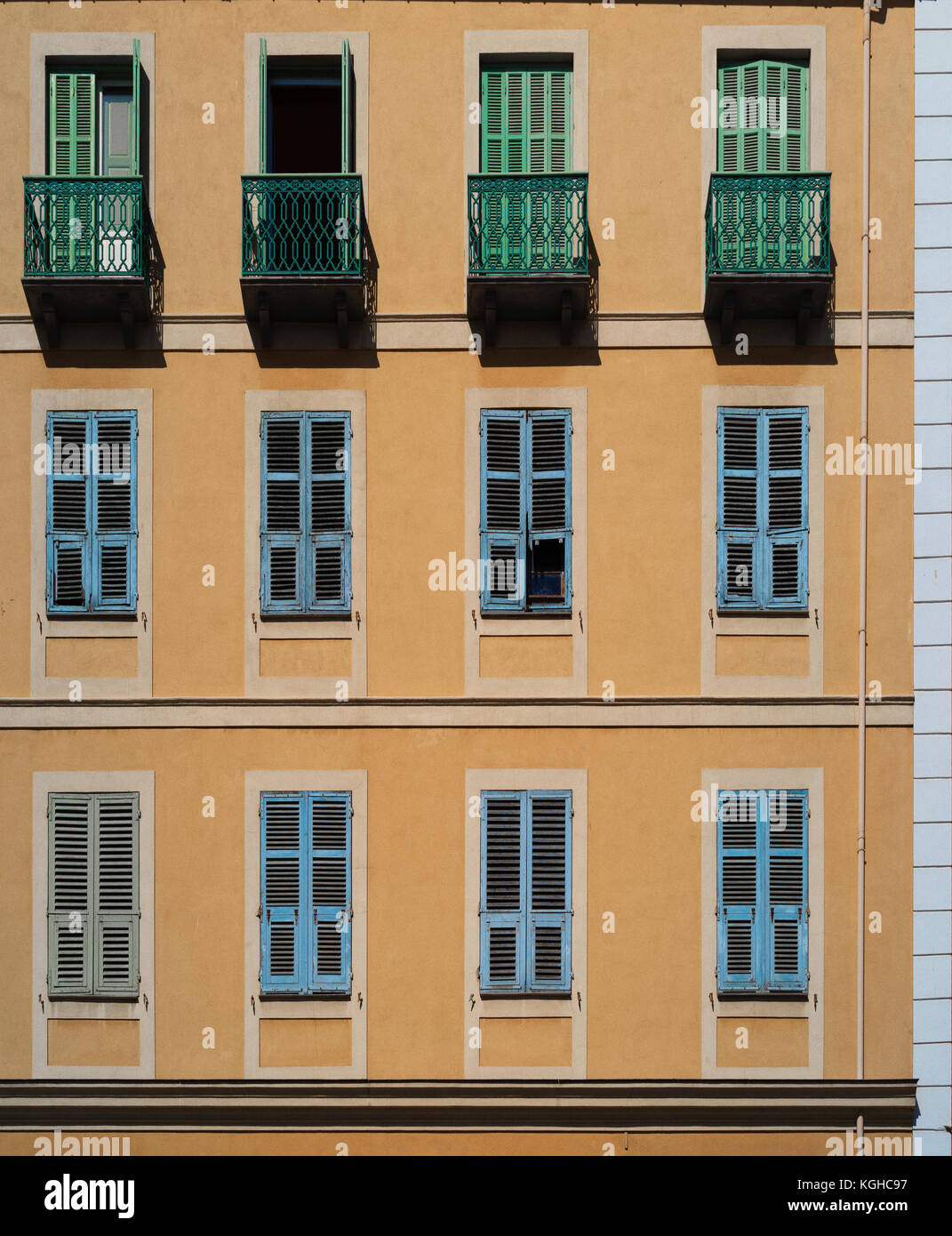 Windows on an old building Stock Photo