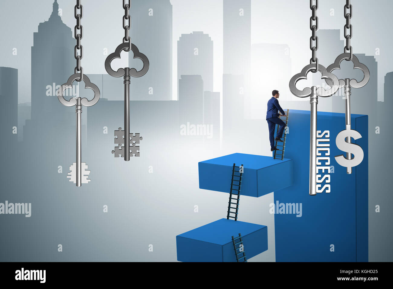 Businessman in key to financial success concept Stock Photo - Alamy