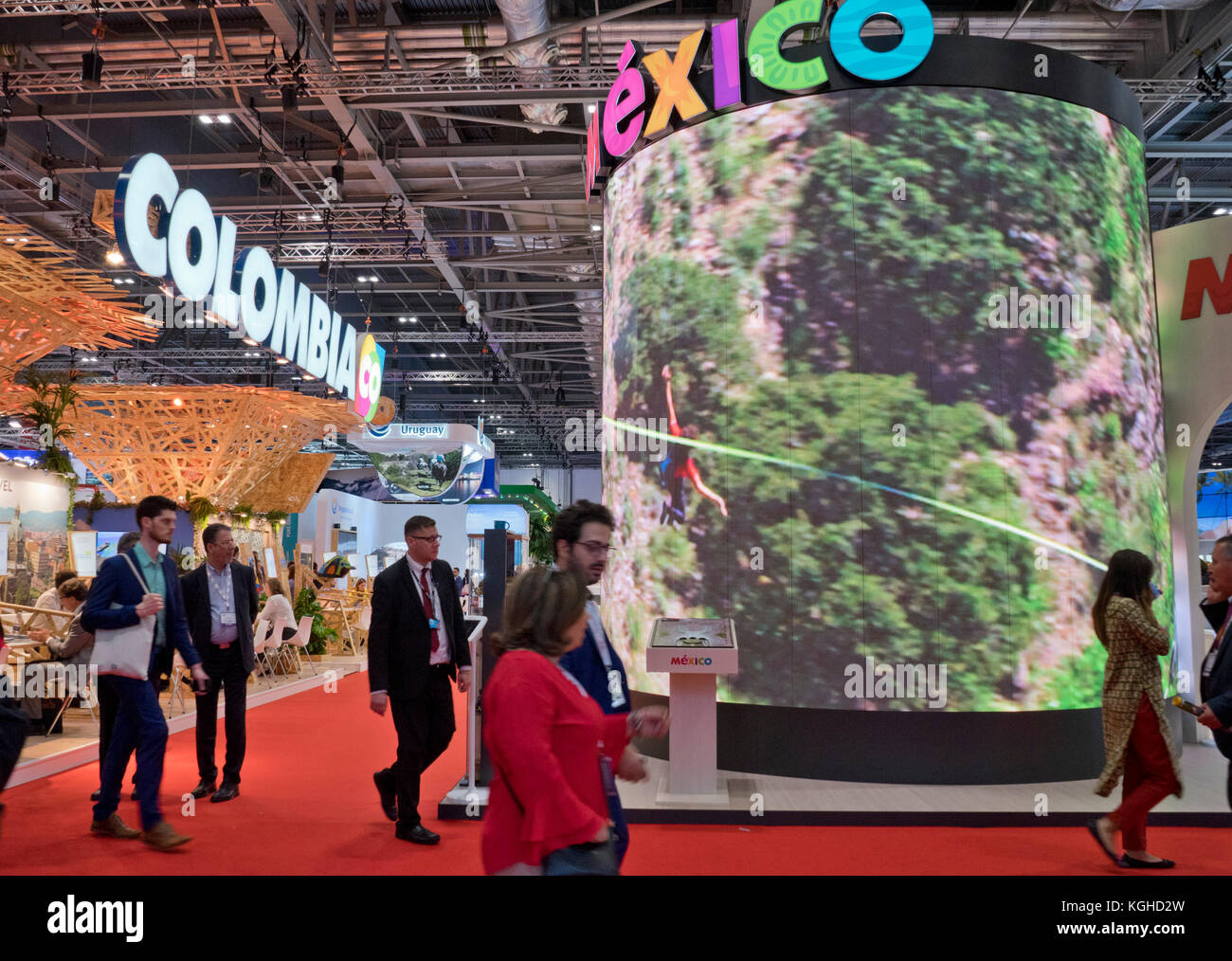 Exhibitors and public at the World Travel Market tourism exhibition at