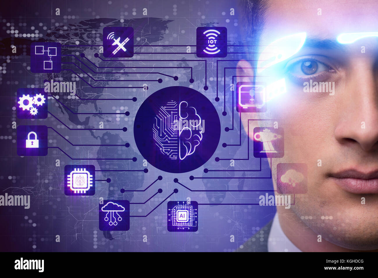 Artificial intelligence concept with businessman Stock Photo - Alamy