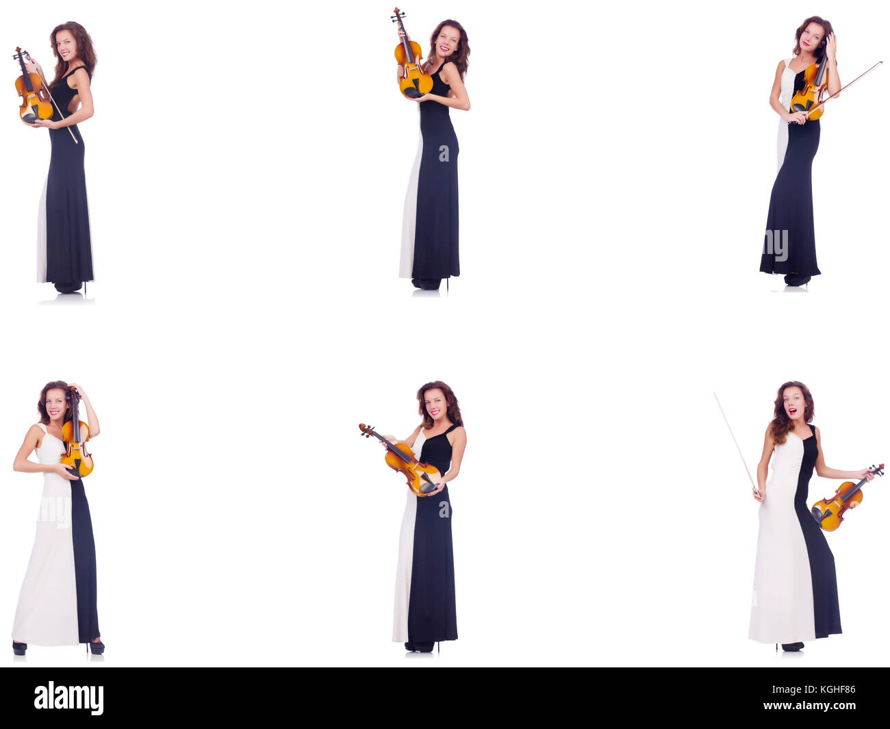 Woman playing violin isolated on white background Stock Photo - Alamy