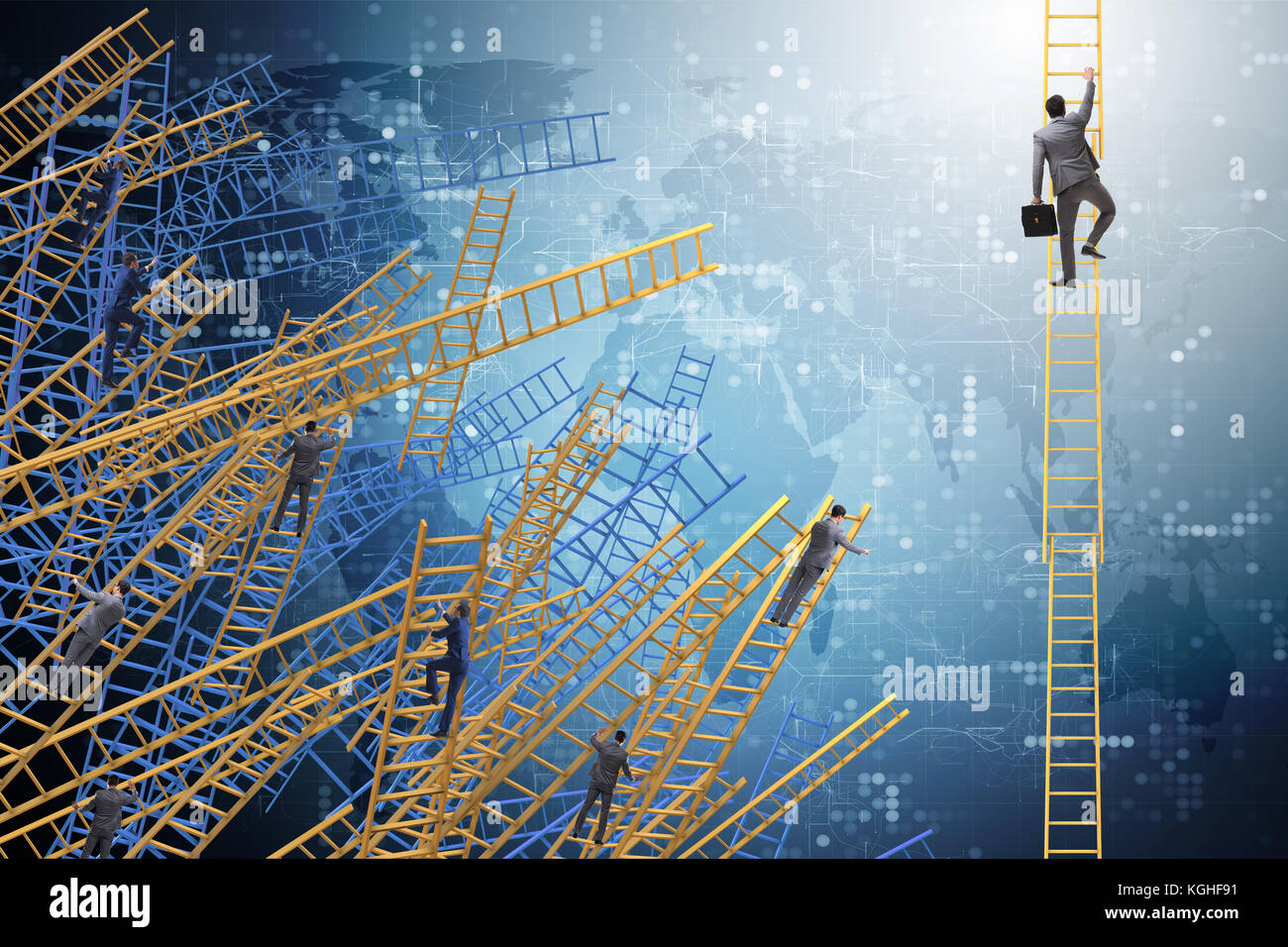 Businessman climbing career ladder in business concept Stock Photo - Alamy