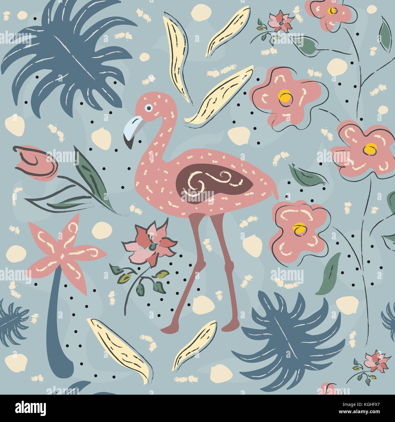 Flamingo Bird Seamless Pattern. Vector illustration Stock Vector Image ...