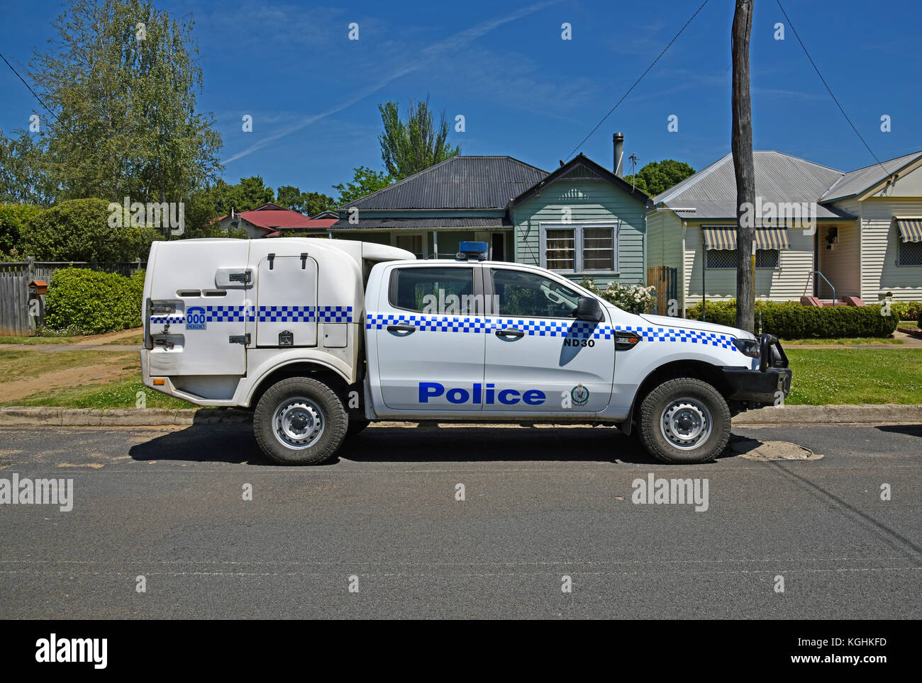 New South Wales police paddy wagon on the street in Glen Innes in northern NSW, Australia Stock Photo