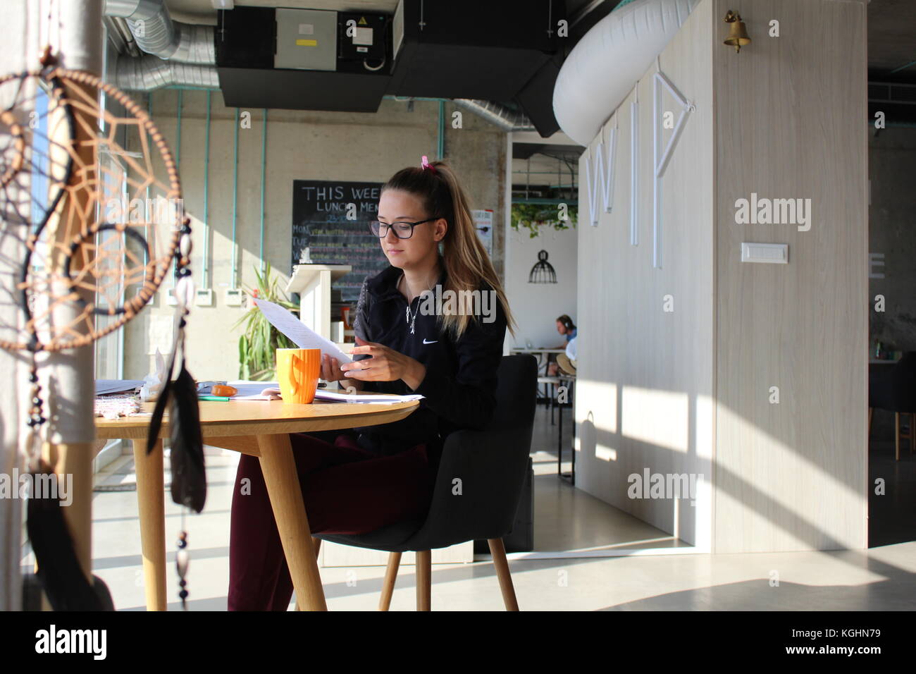 Morning routine in office Stock Photo