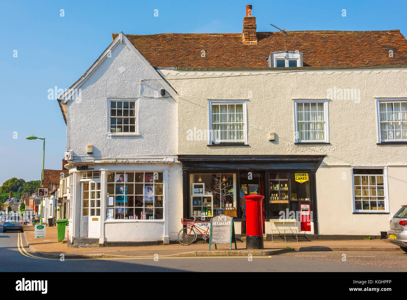 Village shop UK, view of traditional village shops along the High