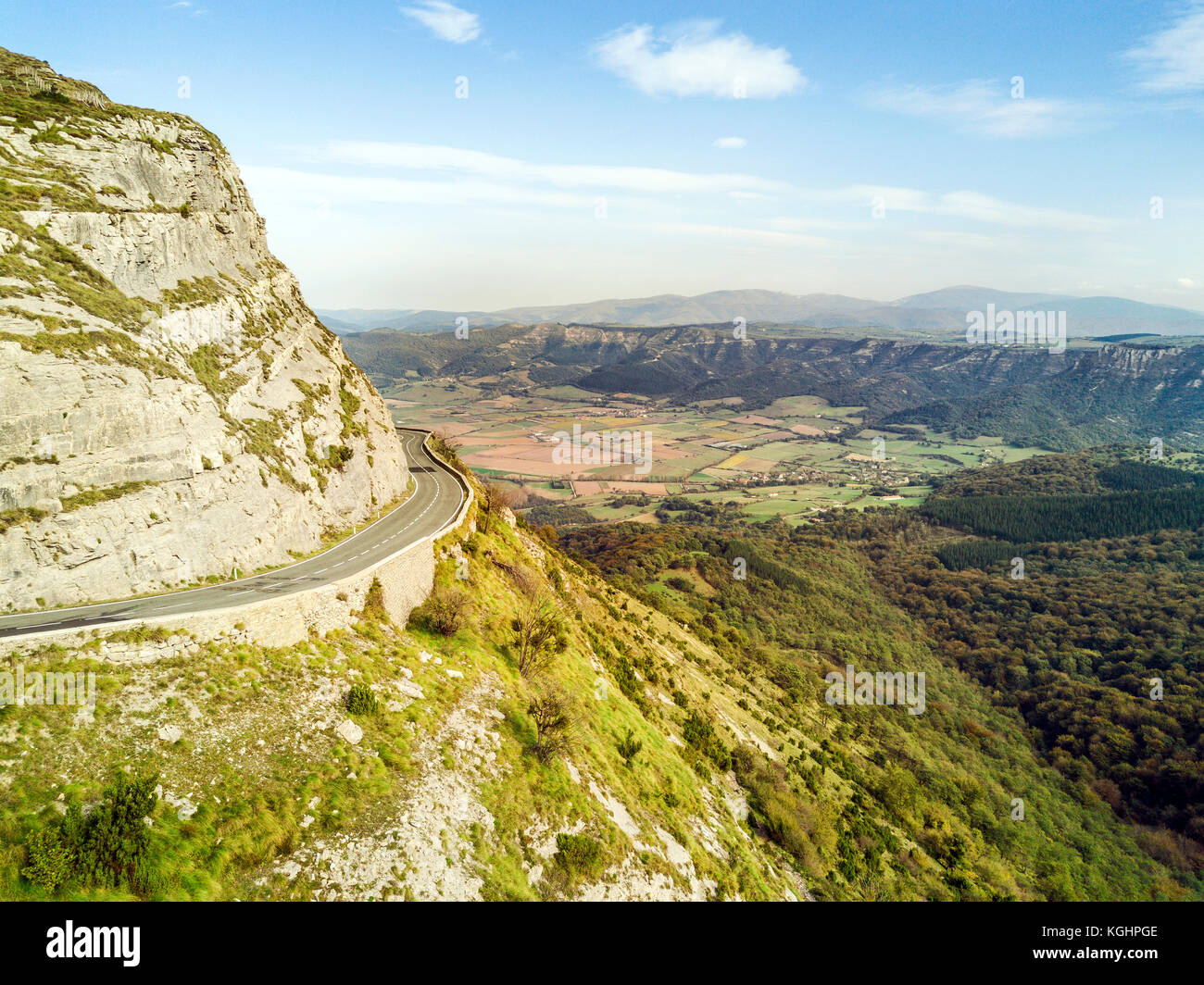 Road through Delika Canyon with river Nervion, Alava, Spain Stock Photo