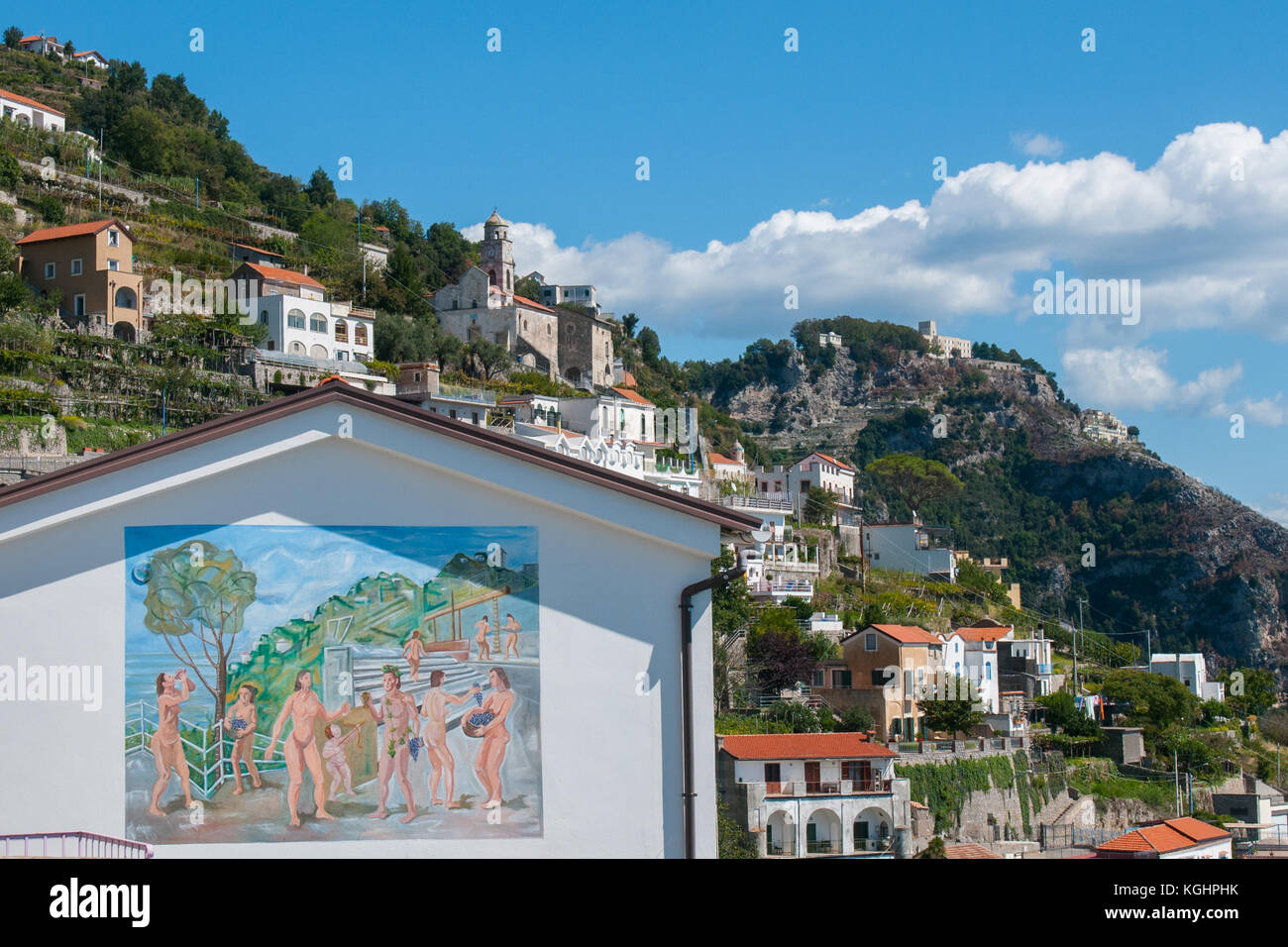 A graffiti on a house in the village of Furore, Italy. Furore, located