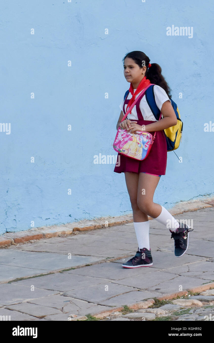 Schoolgirl, Trinidad Cuba Stock Photo