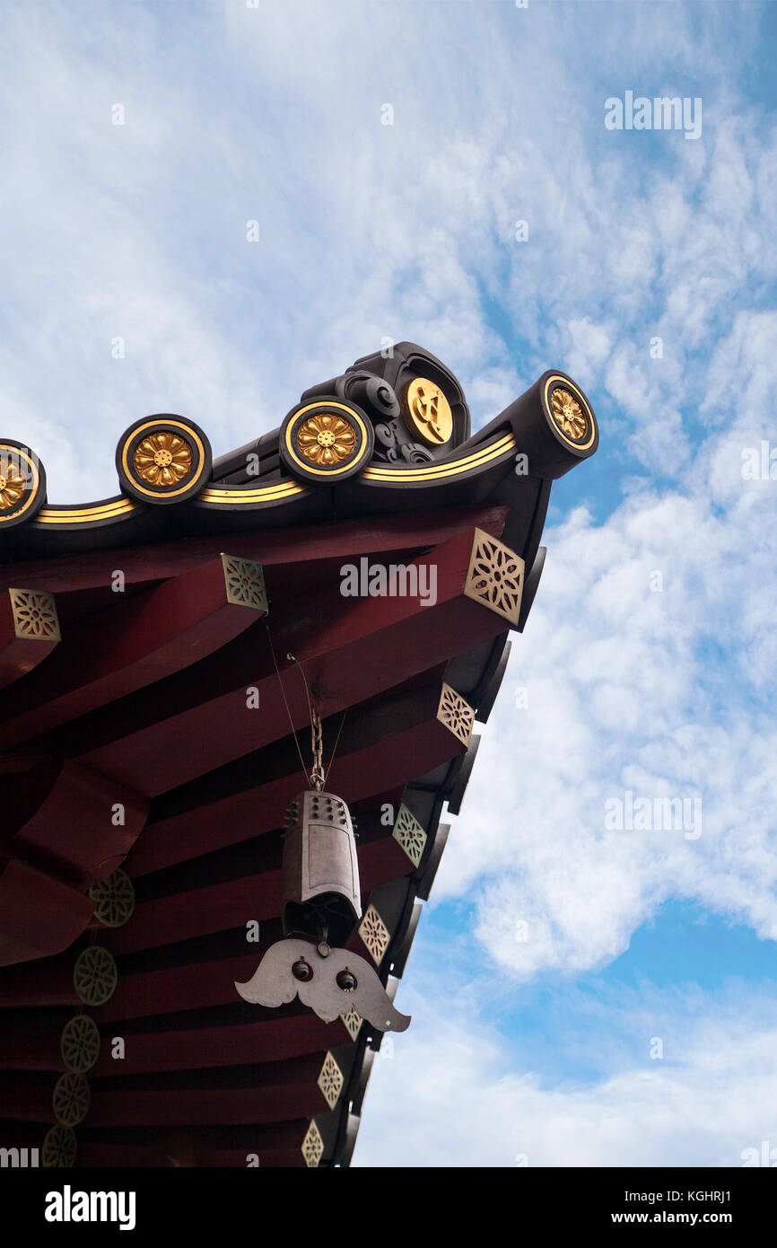 Roof architecture of Buddha Tooth Relic Temple in Singapore Chinatown. Stock Photo