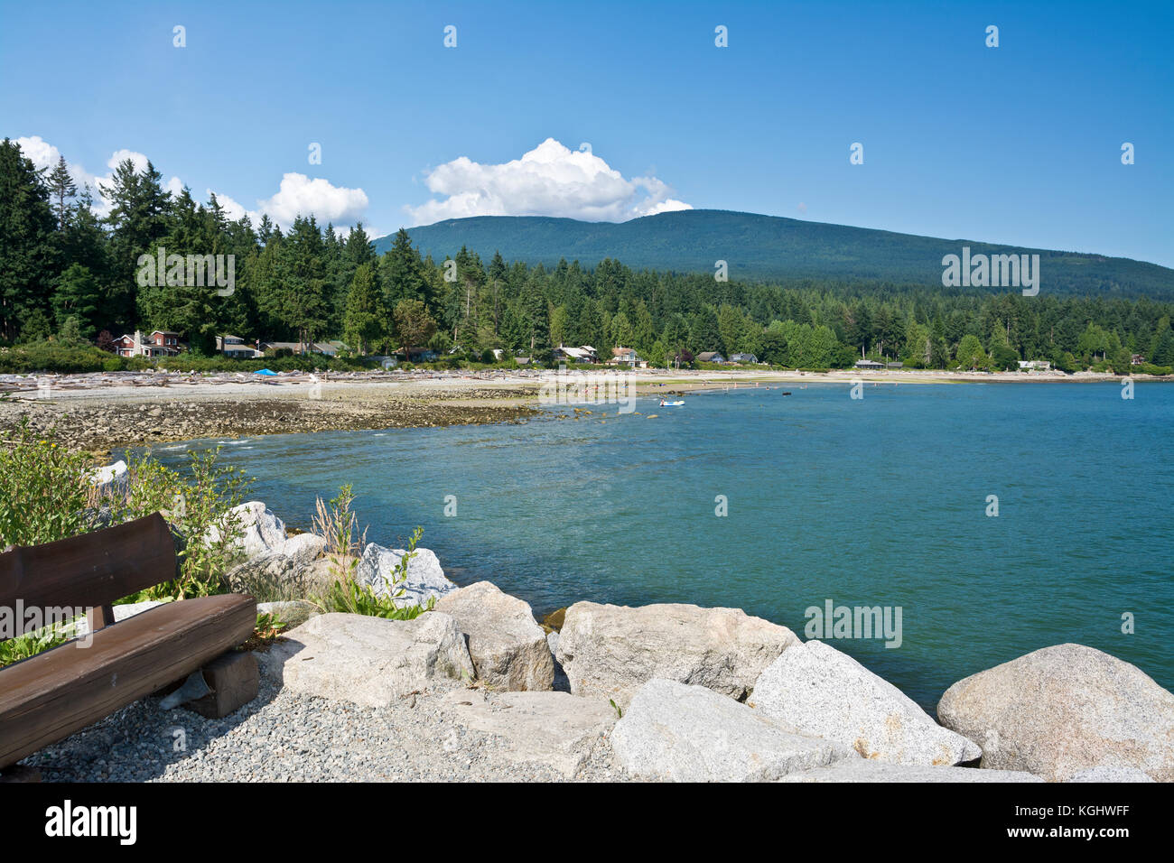 Beach and seashore at Roberts Creek, BC, Canada.  On the Sunshine Coast of British Columbia. Stock Photo