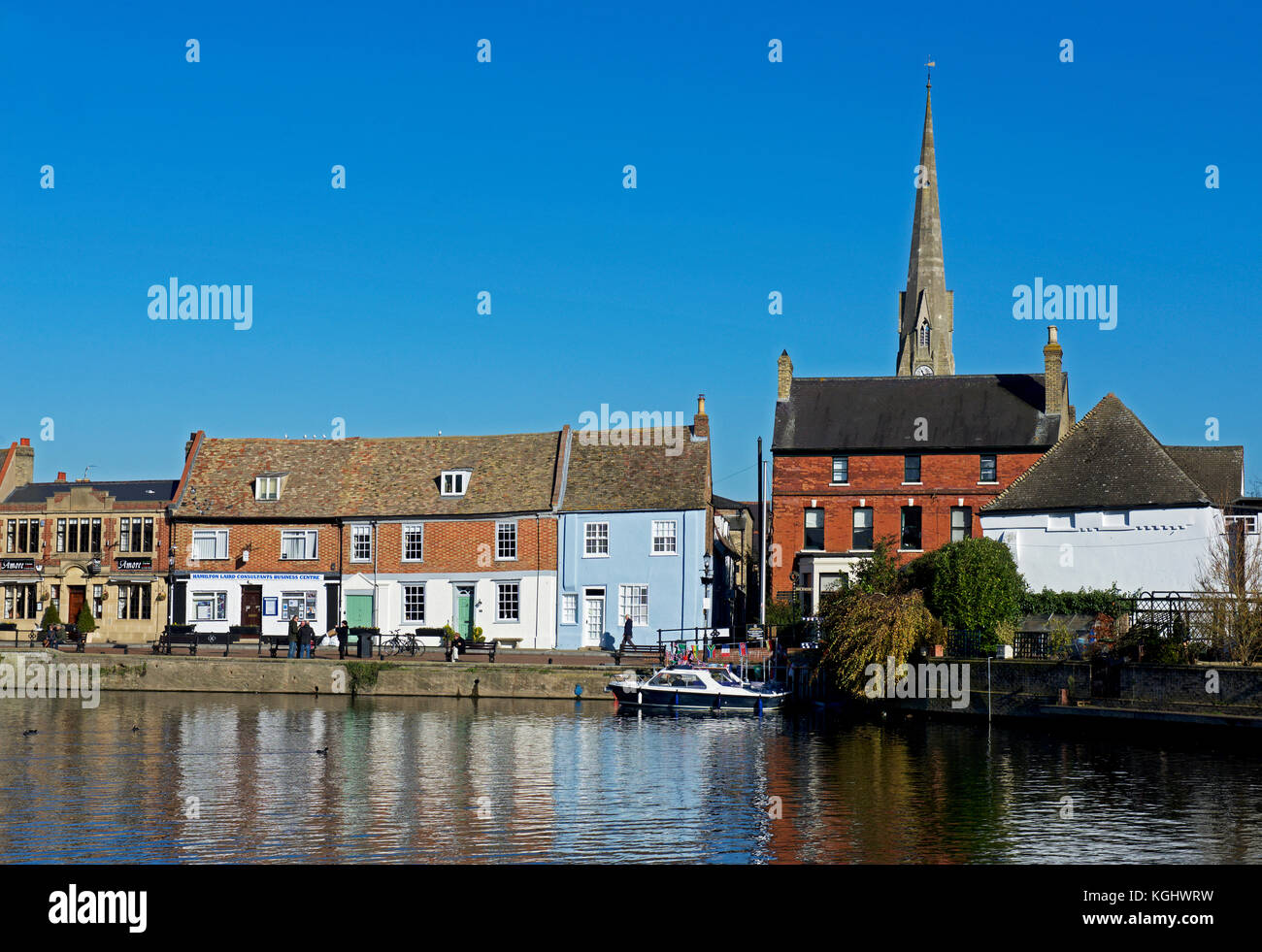 The Quay & River Great Ouse, St Ives, Cambridgeshire, England UK Stock