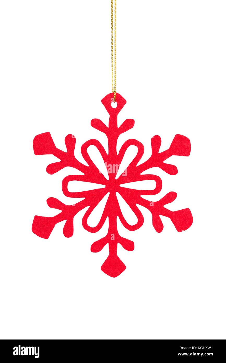 Red Christmas snowflake isolated on white background Stock Photo