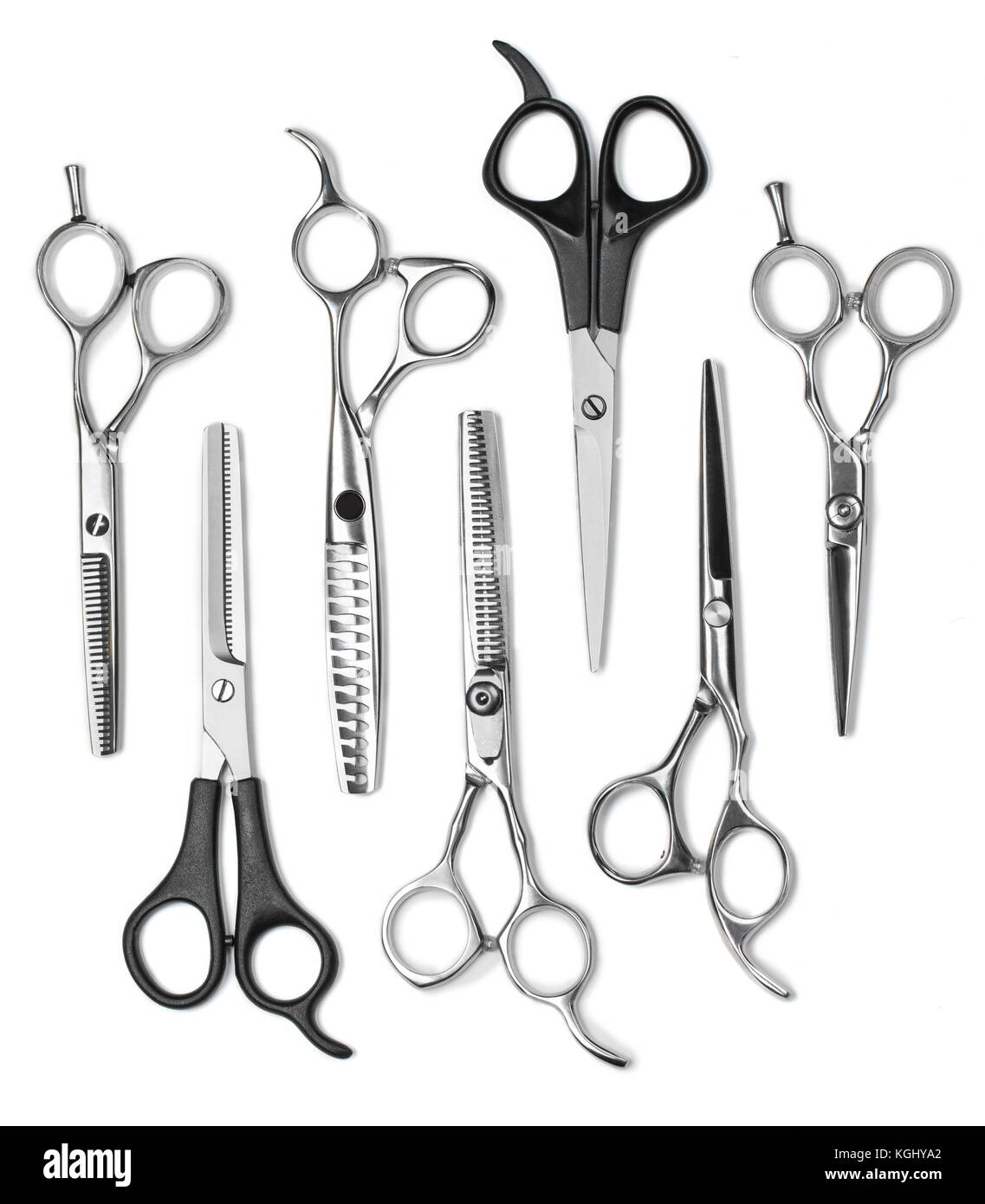 Professional hairdressing scissors on white background Stock Photo Alamy