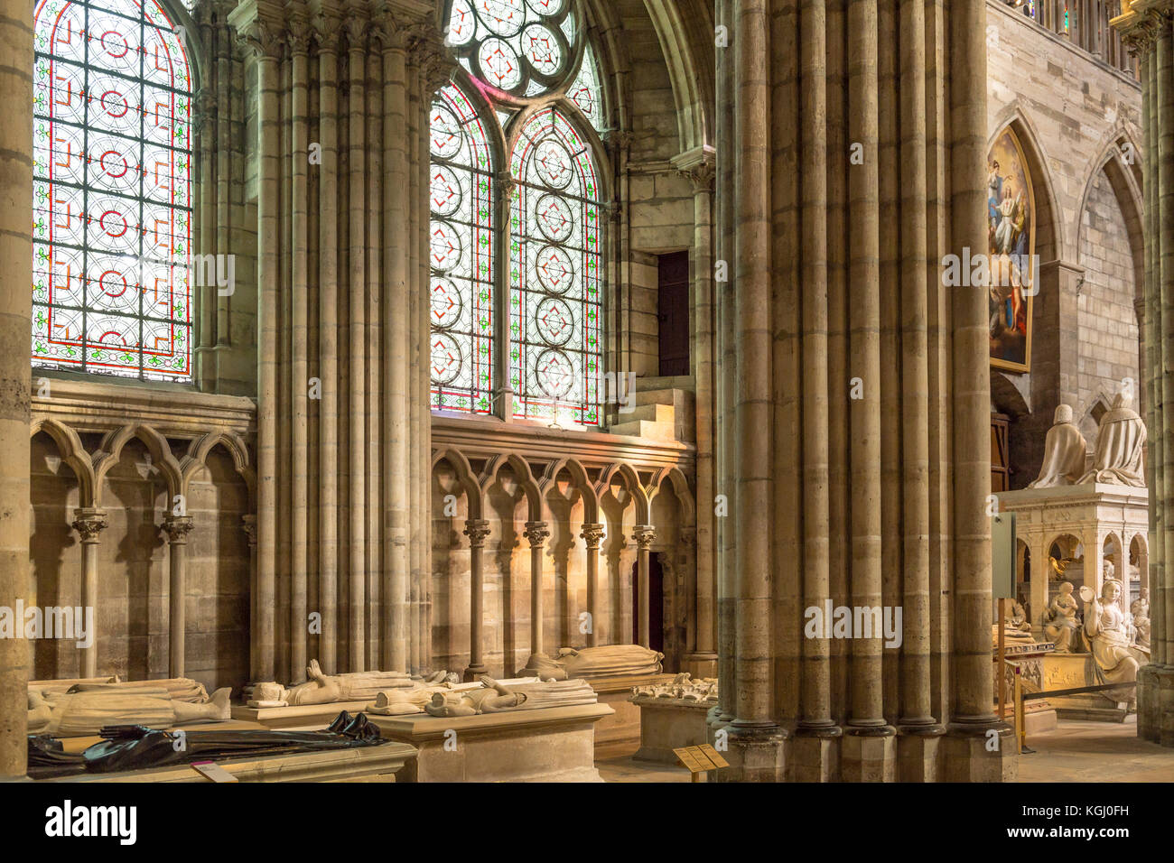 Interior of Saint-Denis Basilica, Paris, France. Stock Photo