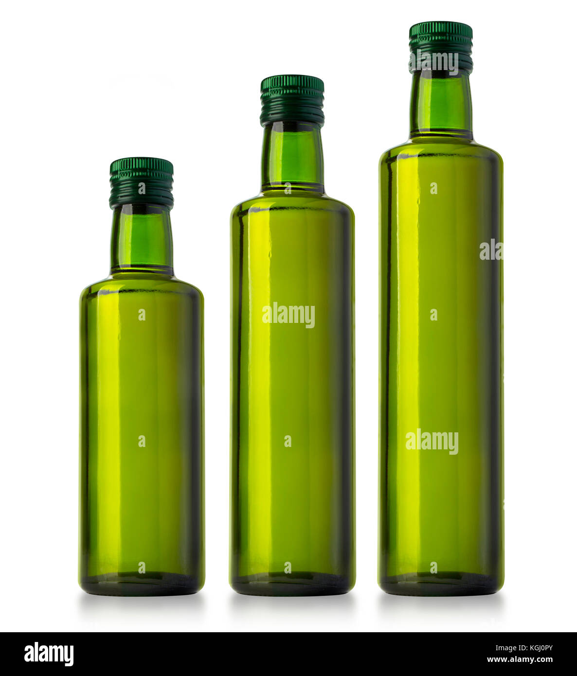 set of three Olive oil bottles on white Stock Photo Alamy