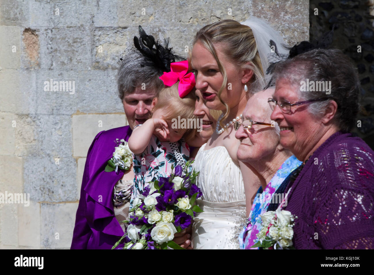 Five generations of the same family at a wedding Stock Photo