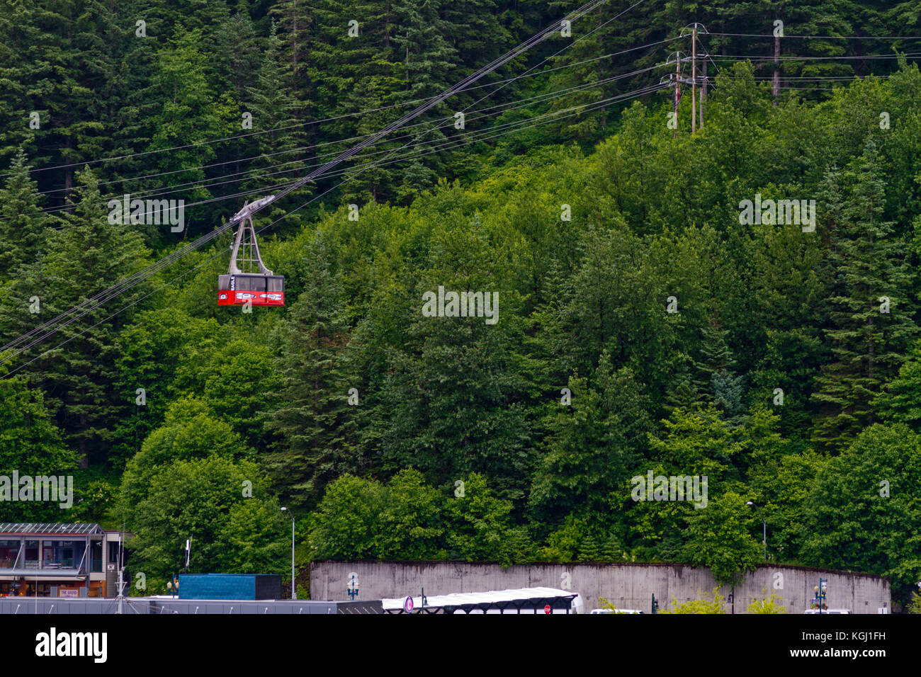A cablecar ascends up Mt. Roberts in Juneau, Alaska Stock Photo Alamy