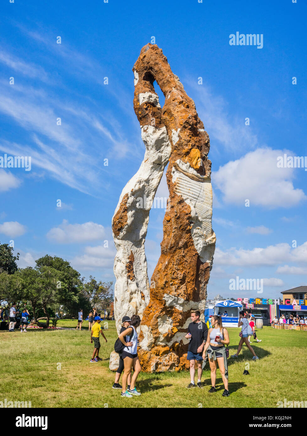 Sculpture by the sea 2017, annual exhibition on the coastal walk between Bondi and Tamara Beach, Sydney, New South Wales, Australia. Cast concrete and Stock Photo