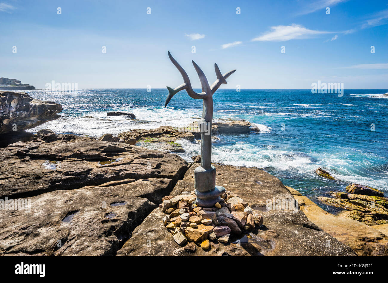 Sculpture by the sea 2017, annual exhibition on the coastal walk between Bondi and Tamara Beach, Sydney, New South Wales, Australia. Bronce sculpture  Stock Photo